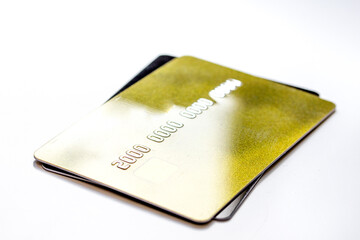 bunch of credit cards on white background online shopping