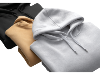 Trendy hoodies in black, beige, and gray offer versatile apparel options for fashion designers and clothing brands to showcase their latest collection designs