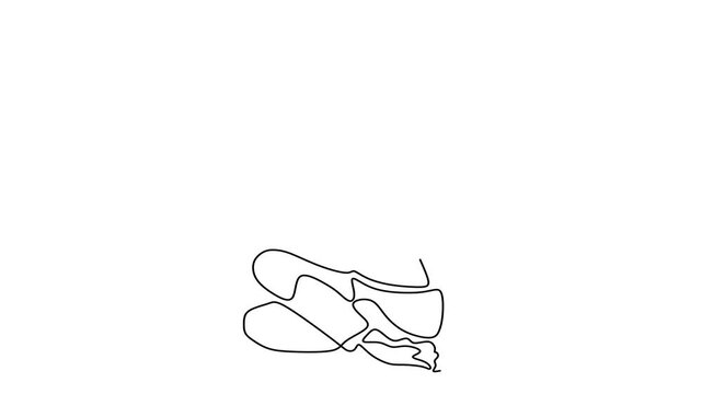 Animated self drawing of continuous line draw. Yoga Pose. Full length one line animation. 4K
