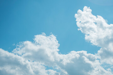 ふわふわした薄い雲と夏のようなさわやかな青空　風に流れる雲と美しい天気 秋の空	