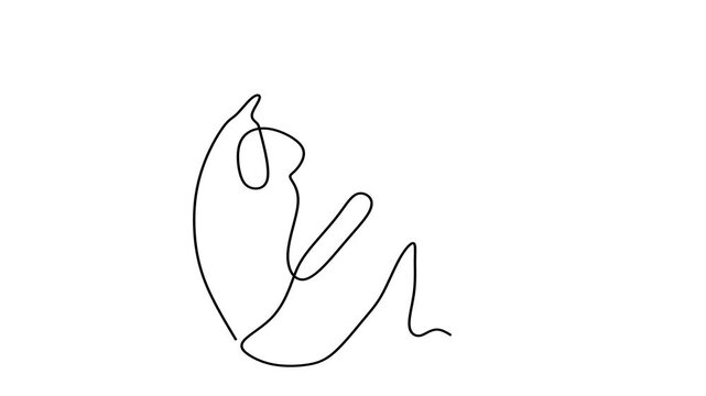 Animated self drawing of continuous line draw. man feeling sad, tired and worried about suffering from depression in mental health. problems, failures and concepts of heartbreak. Full length one line 
