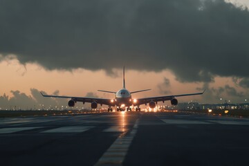 Passenger Airplane on the Airport Runway for Takeoff