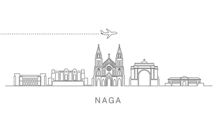Naklejka premium Naga City Skyline with Airplane