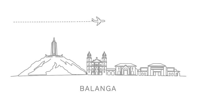 Balanga City Skyline with Airplane