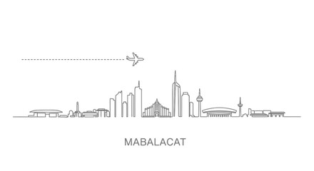 Fototapeta premium Mabalacat City Skyline with Airplane Icon