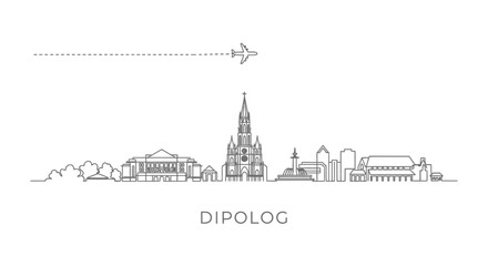 Fototapeta premium Dipolog city skyline silhouette with airplane