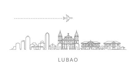 Fototapeta premium Lubao Philippines Skyline with Airplane