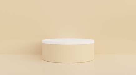 Beige and white podium, beige background for advertising premium products, 3d illustration.