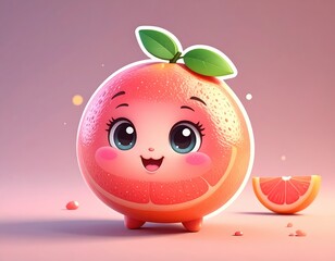 Fototapeta premium Citrus digital grapefruit character