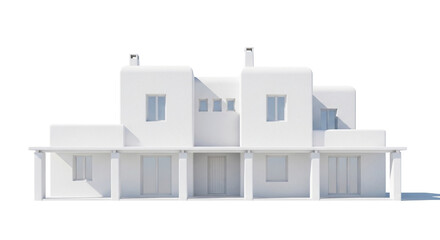 Modern white house with a flat roof isolated on white background minimalist architecture with clean lines and geometric shapes contemporary design