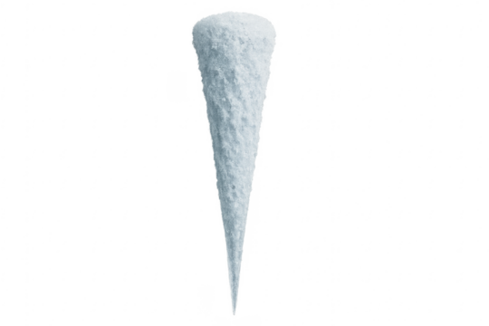 Icicle covered in snow with transparent background
