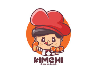 cute chef cartoon with kimchi