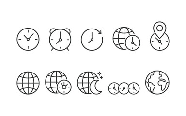 Clock icon. Set of watches. Flat style. vector.	