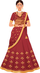 Traditional Indian Woman Holding Kalash Pot Vector