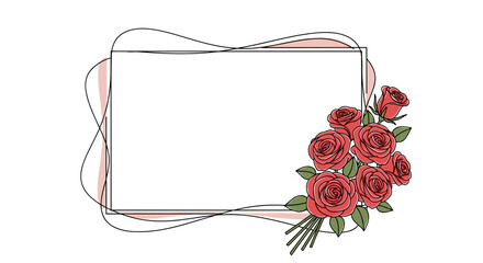 Elegant frame with a bouquet of roses, copy space
