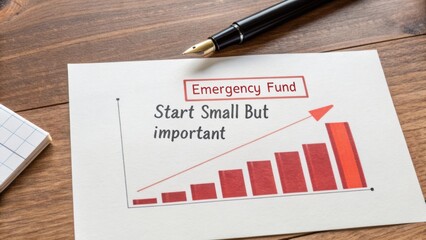 Graph illustrating the concept of an emergency fund with emphasis on starting small and growing important savings over time