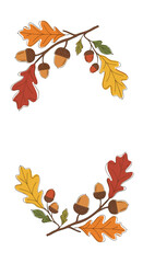 Autumn branch design with acorns and leaves, copy space