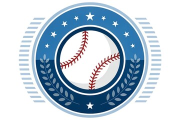 Isolated baseball in a circular badge with stars leaves and stripes on a white background vector graphic