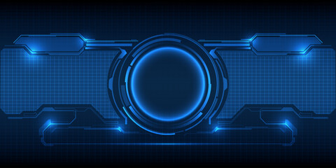Abstract technology background with hi tech digital circle head up display and panel. Futuristic digital space technology concept.Vector illustrations. © Alleachday