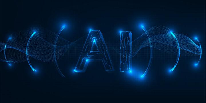Vector illustrations of abstract blue futuristic technology background. Artificial intelligence concepts.