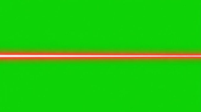Dynamic red laser beam streaks across vibrant green screen background, perfect for sci fi action edits and futuristic visual effects