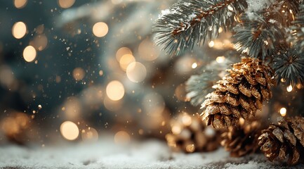 Christmas and New Year Holidays Background (with Bokeh) – Winter Season Postcard Featuring Copy Space