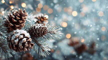 Christmas and New Year Holidays Background (with Bokeh) – Winter Season Postcard Featuring Copy Space