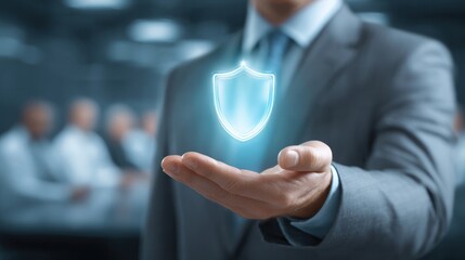 Showcasing digital security solutions for businesses modern office visual representation corporate environment professional viewpoint trust concept