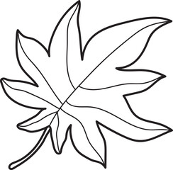 Simple black and white leaf outline illustration, nature and plant design element