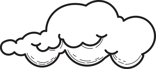 Cartoon Cloud Outline Illustration for Weather Forecast or Design Element