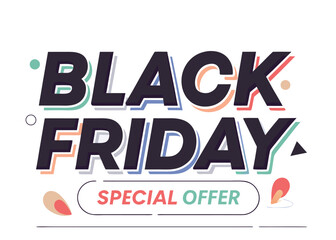 Obraz premium Black Friday sale announcement with colorful abstract shapes offer text