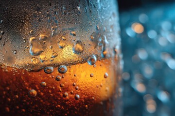 Macro Condensation on Cold Soda Glass for Summer Refreshment