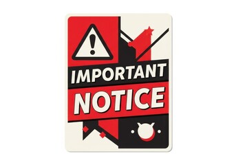 Important notice sign with exclamation mark and warning symbol