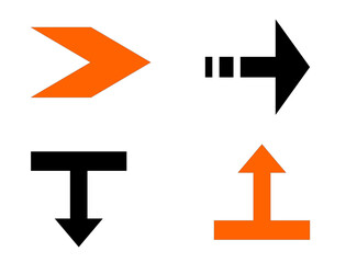 Fototapeta premium Modern black and orange Geometric Arrow Icon Set Bold Vector Directional Symbols for Web and UI Design, Scalable SVG graphics