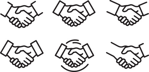 Handshake Icons &ndash; Agreement and Partnership Line Vector Set