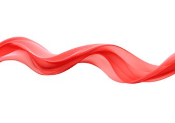 Flowing red abstract wave on transparent background
