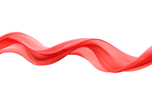 Flowing red abstract wave on transparent background
