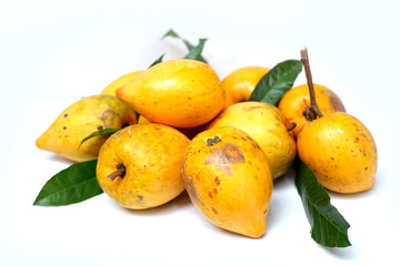 Tropical canistel fruit on white background.