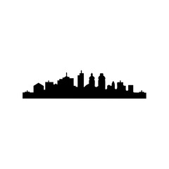 Fototapeta premium Black silhouette of a city skyline on a white background is beautiful