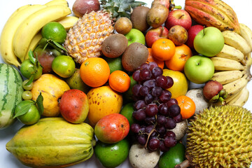 Colorful mixed fruits collection close up.
