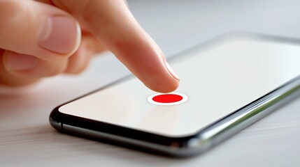 Finger Pressing Record Button On Smartphone