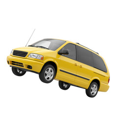 Yellow minivan vehicle isolated on transparent background
