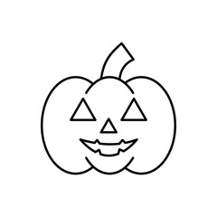 Playful carved pumpkin outline icon embodying the festive spirit of Halloween, perfect for seasonal decorations, holiday greetings, and whimsical autumn-themed design projects