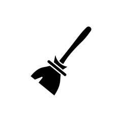 Black broom icon representing household cleaning, tidiness, and domestic chores, also a classic symbol for magic, witches, and Halloween designs