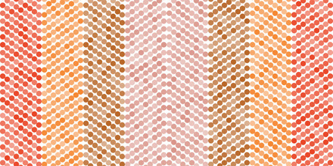 Abstract dotted pattern with colorful small circles forming slanted wavy lines in red, brown and white tones. Modern geometric vector background design for creative, decorative and digital use.