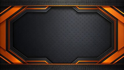 Futuristic Abstract Geometric Background with Orange and Dark Metallic Accents.