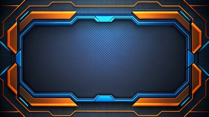 Futuristic Abstract Geometric Frame Design with Orange and Blue Accents.