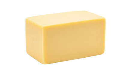 Isolated block of cheddar cheese for cooking and eating, culinary ingredient, dairy product