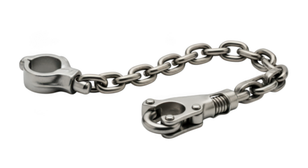 Silver chunky chain bracelet with mechanical clasp isolated on transparent background