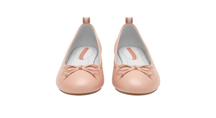 Isolated ballet shoes pair light pink leather with tie bow cute and elegant footwear